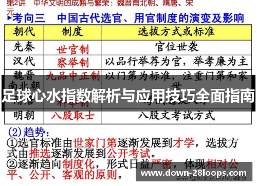 足球心水指数解析与应用技巧全面指南